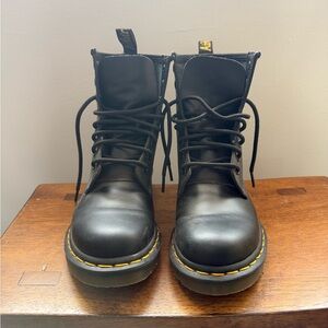 Dr. Martens Black Combat Boots with Yellow Stitching